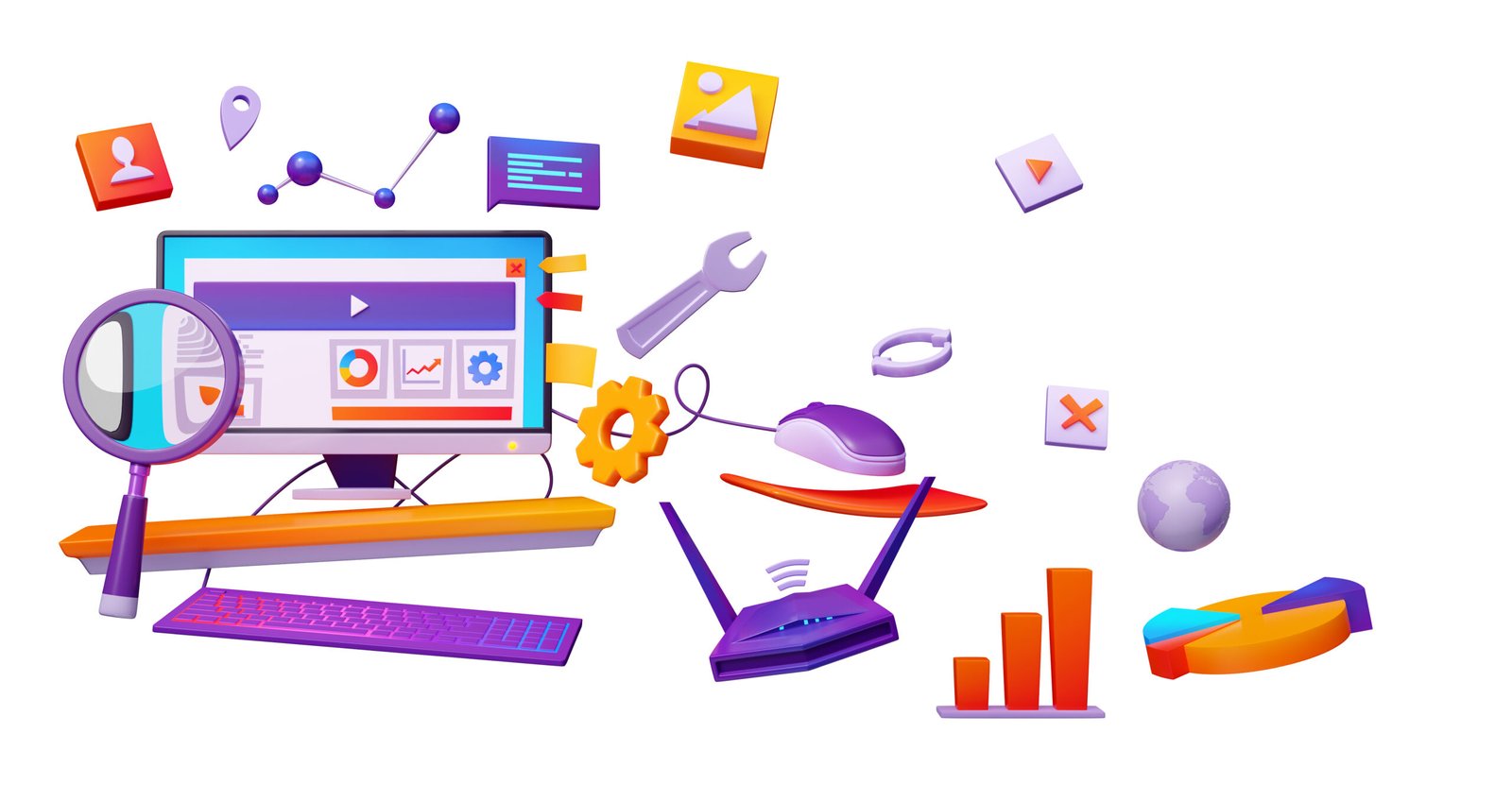 SEO optimization 3d render cartoon illustration SEO optimization creative design